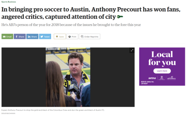 Anthony Precourt the ABJ 2018 Person of the Year