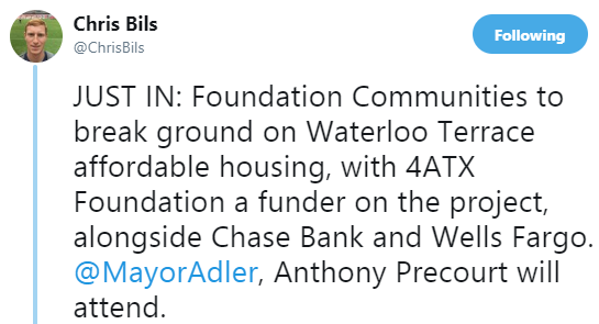 Chris Bils Tweet on Foundation Communities