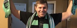 Shawn Collins and his Austin FC scarves