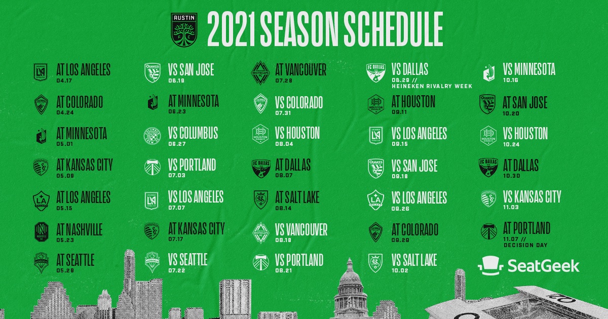 The Complete 2021 Austin FC Schedule Has Been Released ⋆ 512 Soccer