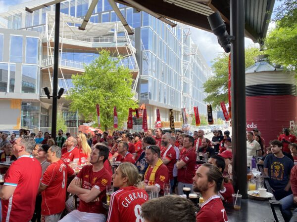 Liverpool fans at B.D. Riley's in Mueller