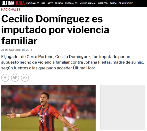 Cecilio Domínguez es imputado por violencia familiar